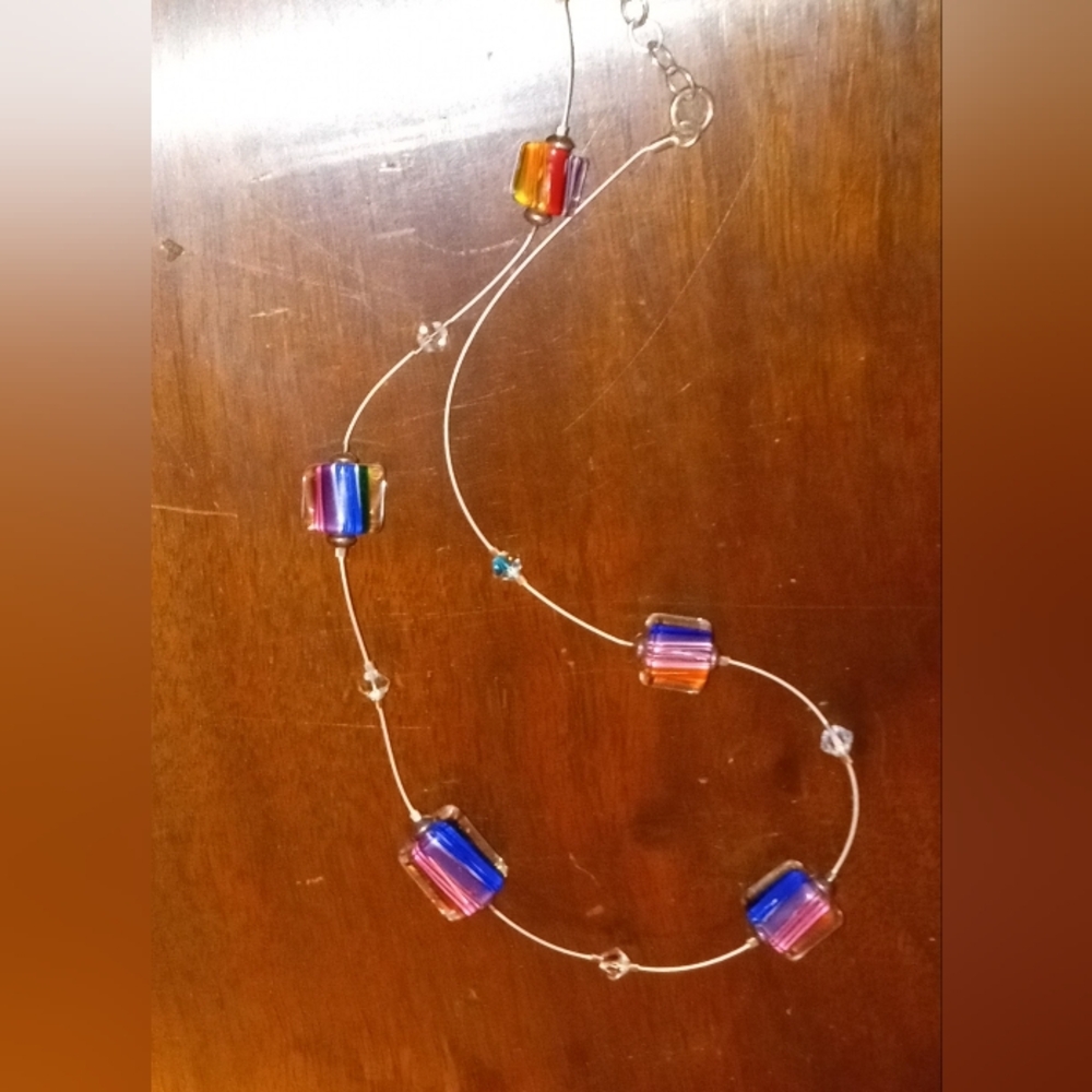 Hand blown glass beaded necklace